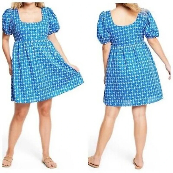 RHODE x Target Blue White Geometric Eyelet Mini Dress Size XS Women's - Picture 2 of 11